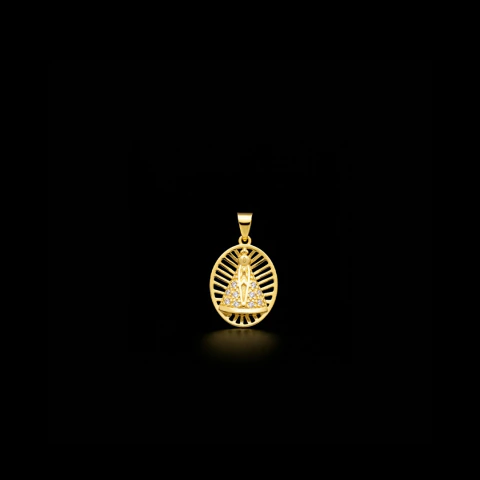 Pingente Nossa Senhora Cravejado - 2x1,5cm 2g - Banhado a Ouro 18K