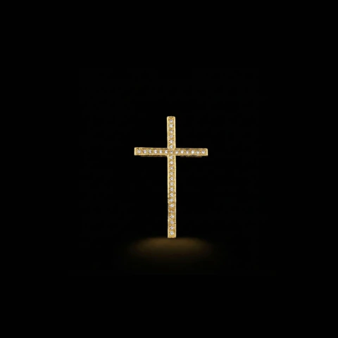 Pingente Cruz Cravejada 4,5X2,7cm 3g - Banhado a Ouro 18K