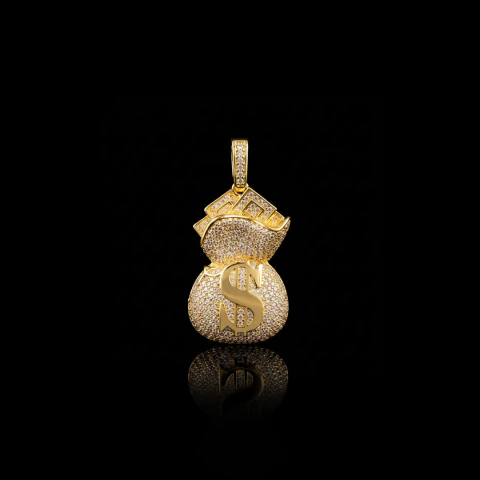 Pingente Malote Cravejado - 4x2,5cm 15g - Banhado a Ouro 18K