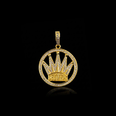 Pingente Coroa Dezoitok Cravejado - 3,5cm 10g - Banhado a Ouro 18K