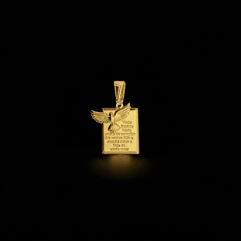 Pingente Oração/Pomba da Paz - 1,5cm - Banhado a Ouro 18K