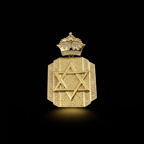 Pingente Estrela de Davi Cravejado - 4,9cm 30g- Banhado a Ouro 18K