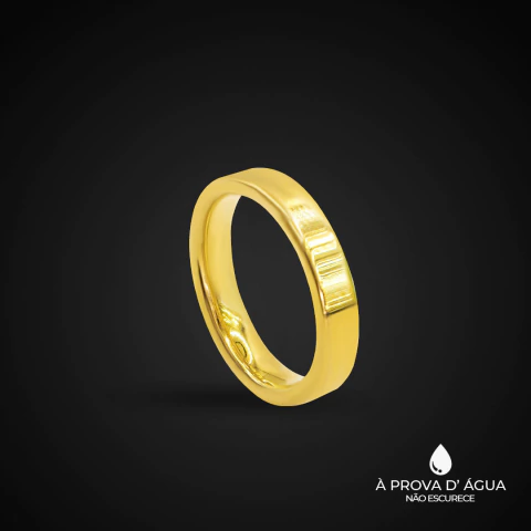 Aliança Lisa Quadrada de 4mm banhada a ouro 18K, à prova d'água.

Vendido e entregue por Dezoitok Joias.