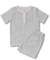 Pijama Curto Infantil - 100% Pima - Listras Finas Cinza Claro