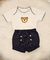 Cj. Bebê Shorts e Body Teddy Bear Capri - Pima e Tricot Azul Marinho