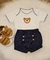 Cj. Bebê Shorts e Body Teddy Bear Capri - Pima e Tricot Azul Marinho - comprar online
