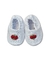 Sapatilha Meia Bebê Gift - Linho Branco - Bordado Manual - Vermelho