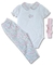 Cj. Body e Calça Gola Bebê - 100% Algodão Peruano - Floral La Fleur du Jour - 03 pcs