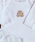 Pijaminha Bebê - 100% Pima - Little Teddy - Branco com Vichy Cinza - Com pé - comprar online