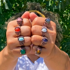 Anillo Cobre Viejo con Ágata Cornalina (Ajustable #5 al #7) - El Taller De Mema