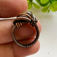 Anillo Cobre Viejo con Ojo de Tigre (#5) en internet