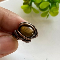 Anillo Cobre Viejo con Ojo de Tigre (#5) - comprar online