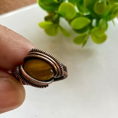 Anillo Cobre Viejo con Ojo de Tigre (#9) - comprar online
