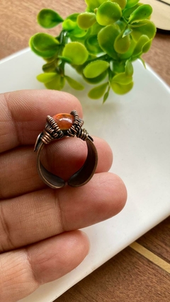 Anillo Cobre Viejo con Ágata Cornalina (Ajustable #5 al #7) - tienda online