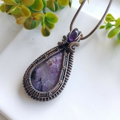 Colgante Cobre Viejo con Charoita y Tercer Ojo de Amatista - comprar online
