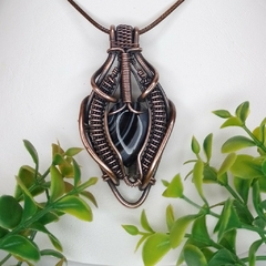 Colgante Cobre Viejo con Ágata Negra - comprar online