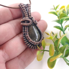 Colgante Cobre Viejo con Obsidiana Dorada - comprar online