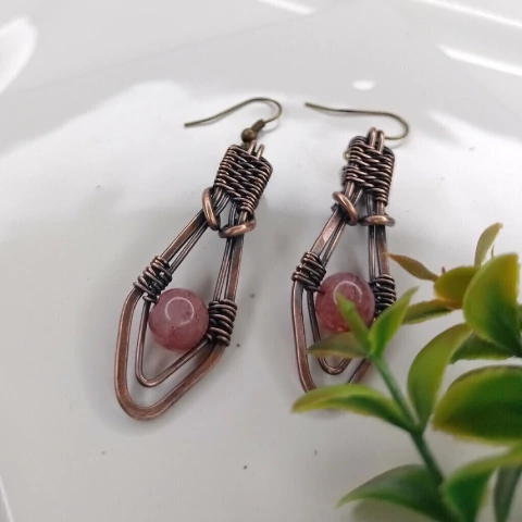 Aros Cobre Viejo con Cuarzo Cherry - comprar online