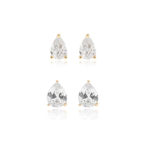 Duo de Brincos Crystal Drop Dourado - comprar online