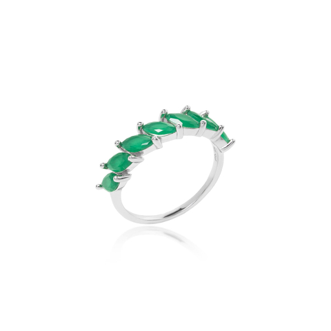 Anel Etiene Verde Esmeralda Prata 925 - comprar online
