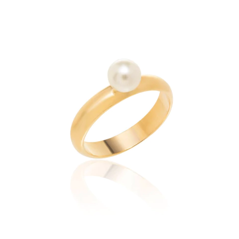 Anel Pérola Dourado