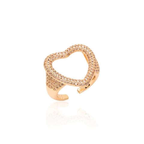 Anel Ajustável Coração Champagne - comprar online