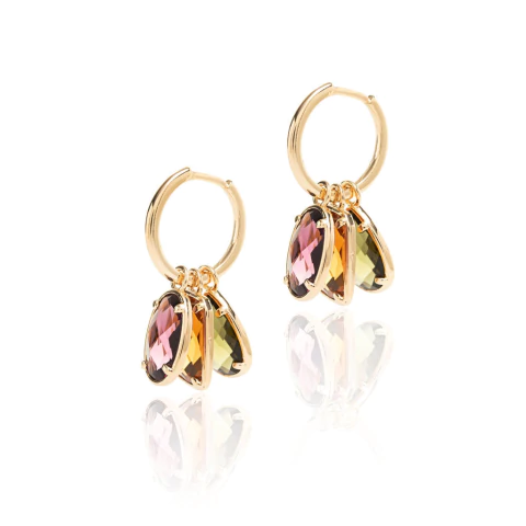 Brinco Argola Pingentes Briollet Dourado