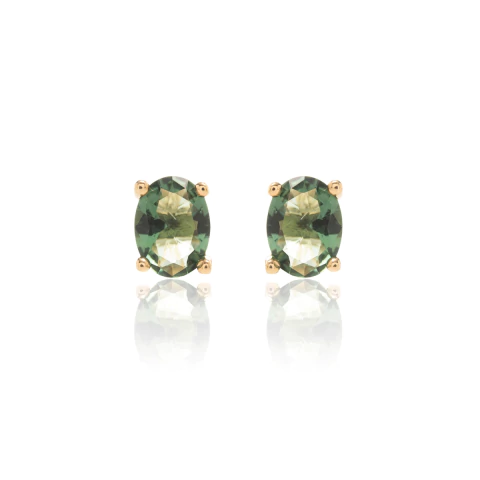 Brinco Oval Peridoto Dourado
