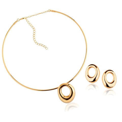 Conjunto Colar e Choker Orgânica Dourada - comprar online