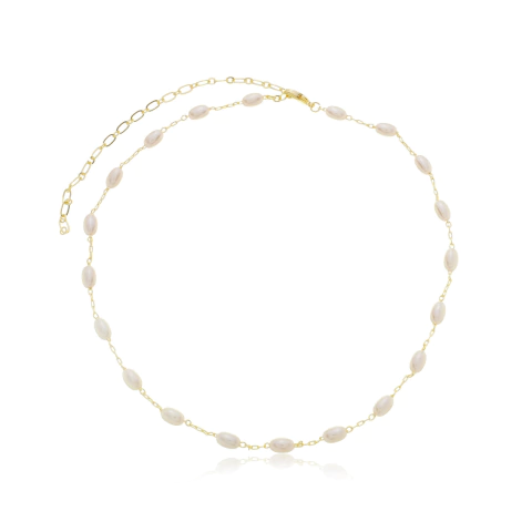 Colar Curto ou Longo Pérolas Ovais Dourado - comprar online