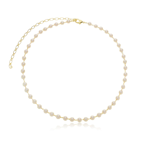 Colar Curto ou Longo Perolinhas Dourado