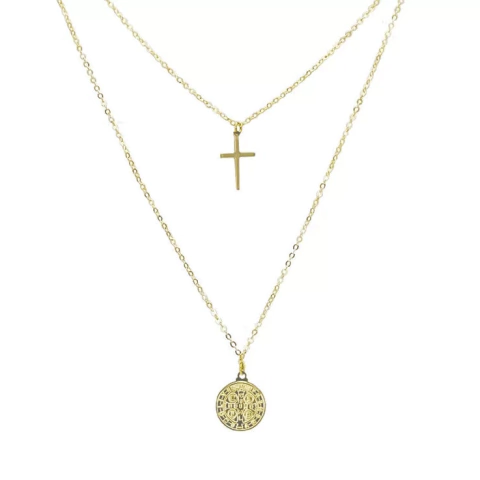 Colar Duplo São Bento Dourado