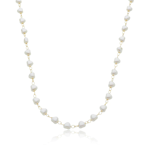 Choker Pérolas Mini Coração Dourado