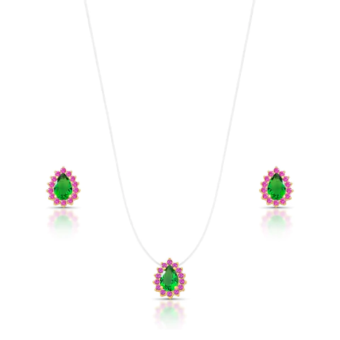 Conjunto Gotinha Verde Esmeralda Dourado - comprar online