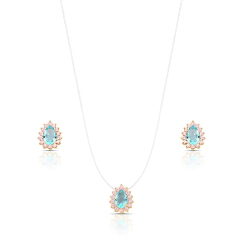 Conjunto Gotinha Azul Topázio Dourado - comprar online