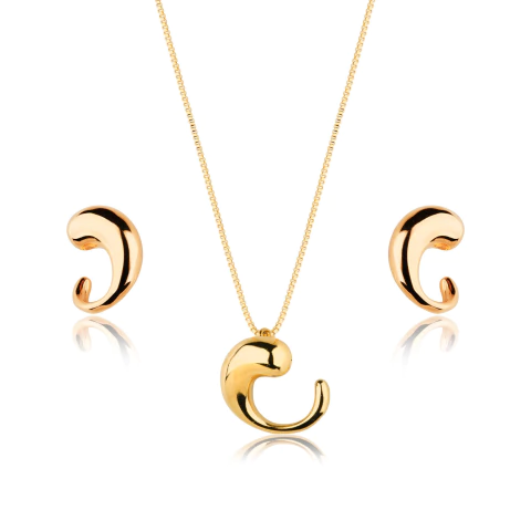 Colar e Brinco Golden Drop Dourado - comprar online