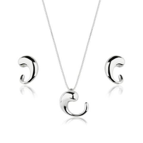 Colar e Brinco Silver Drop Prateado - comprar online