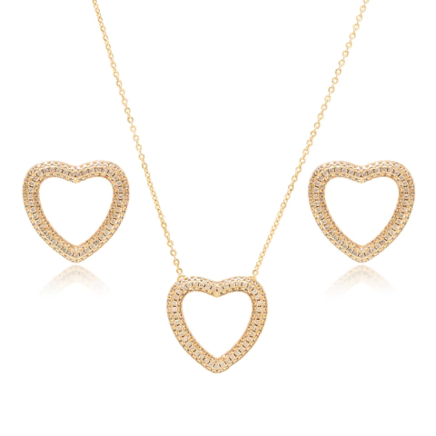 Conjunto Coração Champagne Dourado - comprar online