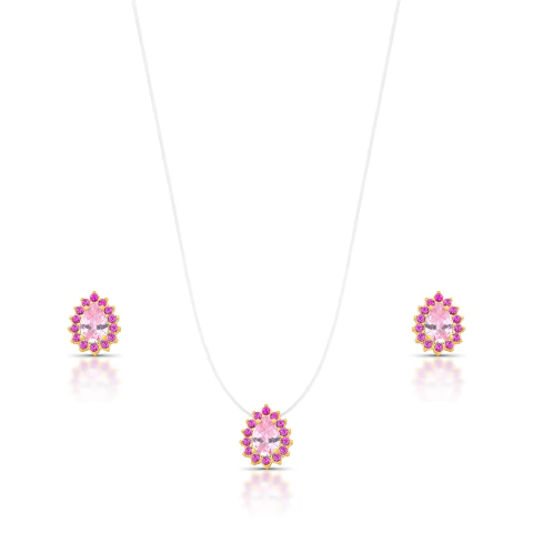 Conjunto Gotinha Safira Rosa Dourado - comprar online