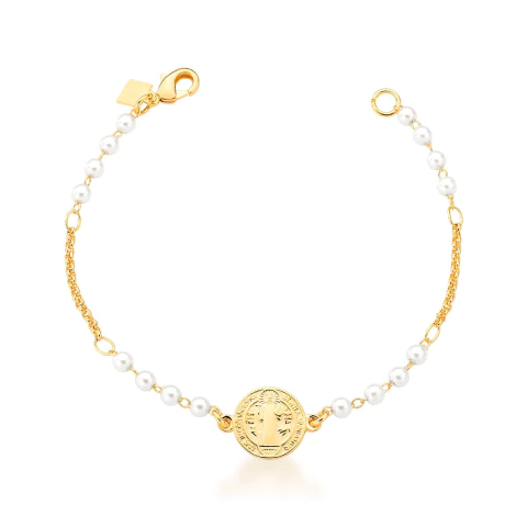 Pulseira São Bento Perolinhas Dourado - comprar online