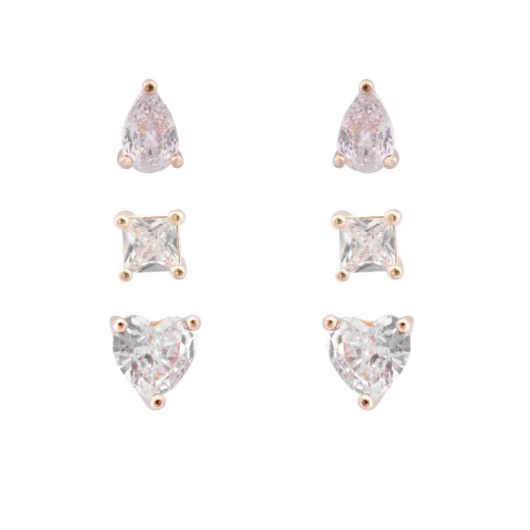 Trio Brincos Cristal Mix Dourado