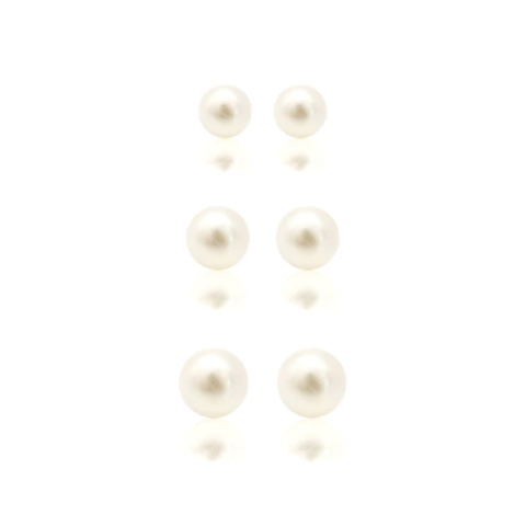 Trio Brincos Pérolas Dourado