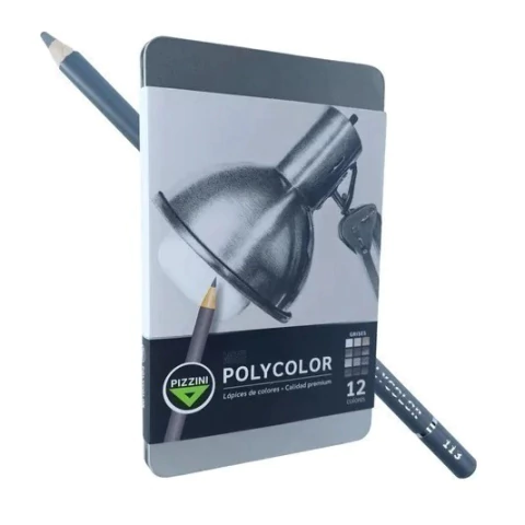 LÁPICES DE COLOR x12 L.PIZZINI POLYCOLOR GRISES