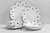 Set de porcelana blanco con lunares negros y borde de oro