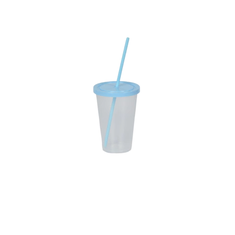 Imagen de VASO TRANSPARENTE CON TAPA Y SORBETE COLOR