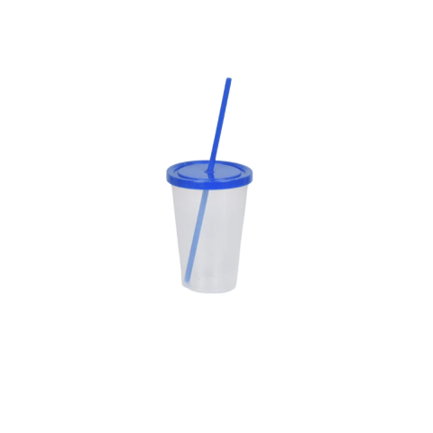 VASO TRANSPARENTE CON TAPA Y SORBETE COLOR - comprar online