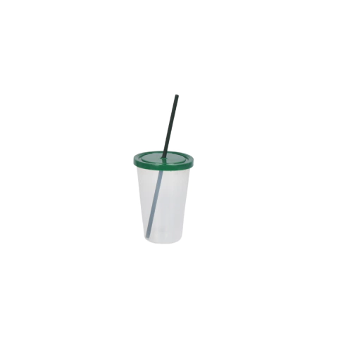 VASO TRANSPARENTE CON TAPA Y SORBETE COLOR - comprar online
