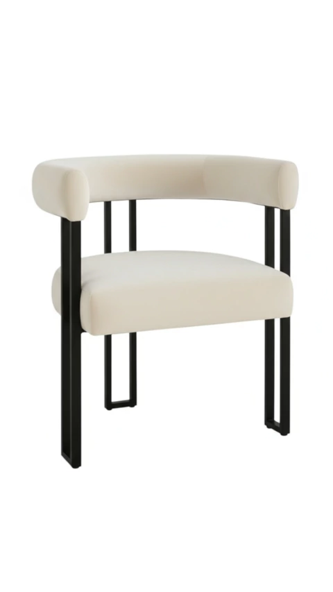 Cadeira de Jantar com Braço Veludo Grécia – Base Metálica Preta - comprar online