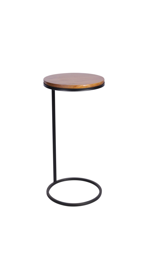 Mesa de Apoio Dot Industrial para Sofá em Ferro e Madeira - comprar online