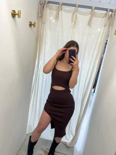 Vestido de hilo con abertura - comprar online